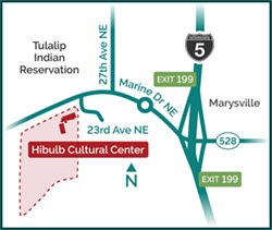 Artistic rendition of a small map of the Hibulb Cultural Center area
