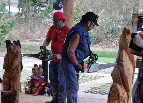 Cy Williams and Tim Williams (Tulalip) Anniversary Event Chainsaw Carving - Feb 2012