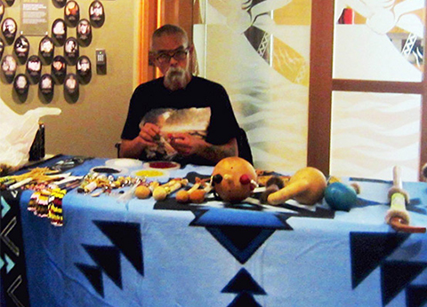 Richard Muir, Jr., Tulalip – Demonstrating Beading, Anniversary Event – Aug 2014