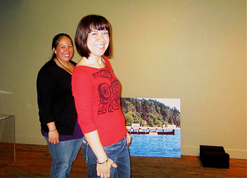 Virginia Jones and Tessa Campbell-Coast Salish Canoe Exhibit Installation, June 2014