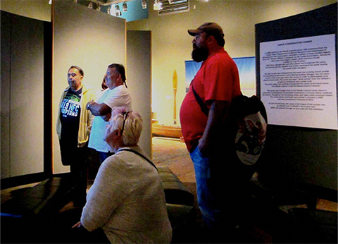 Walt Campbell, Joe and Kim Gobin, Jason Gobin-Coast Salish Canoe Exhibit Opening, June 2014