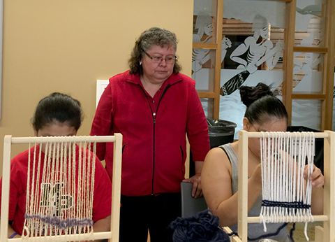 Frieda George shared weaving knowledge in a Hibulb Culture Series event in March, 2015