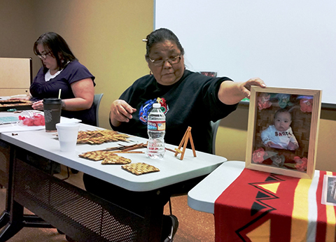 Hibulb Cultural Center with Toni Jo and Judy Gobin, Culture Series, Cedar Woven Frames, Apr 2015.