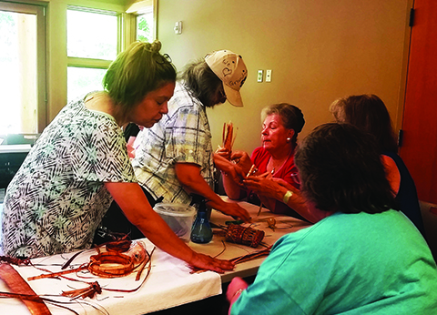 Hibulb Cultural Center with Jamie and Anita Sheldon, Cedar Weaving, May 2017.