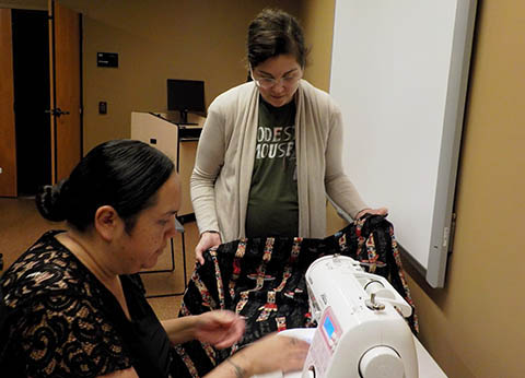 Winona Fryberg, Ribbon Skirt Making, Sep 2018