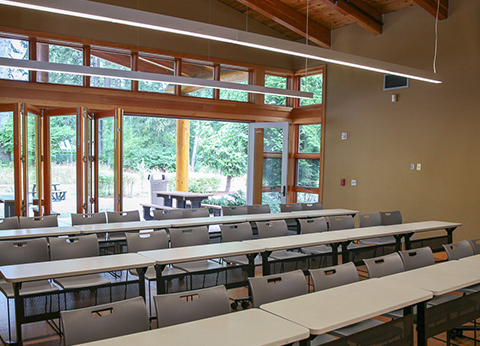 Hibulb Cultural Center event space rentals: entire building, Longhouse Room, Atrium, Classrooms, and Kitchen. 