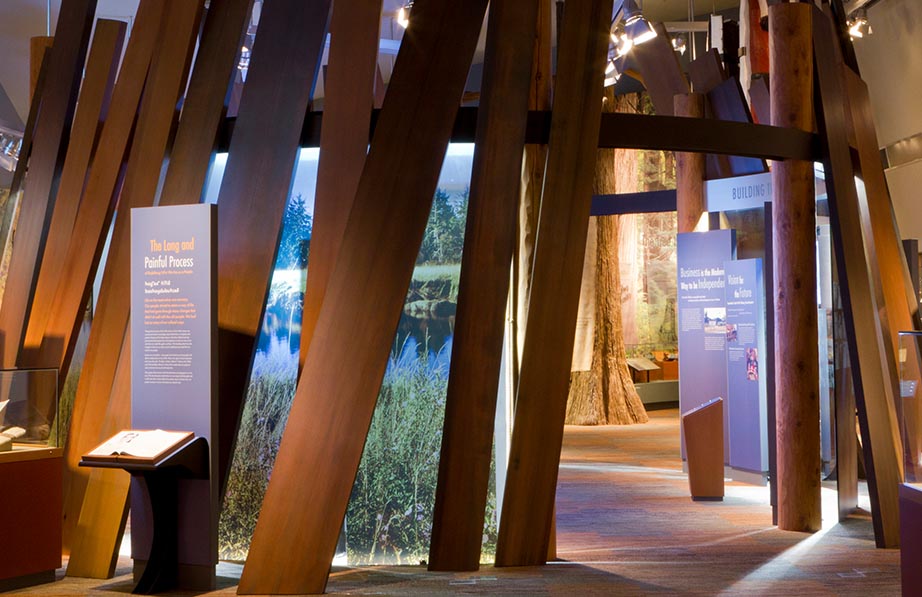 Hibulb Cultural Center Main Gallery interactive displays to the legacy of the Tulalip people. 