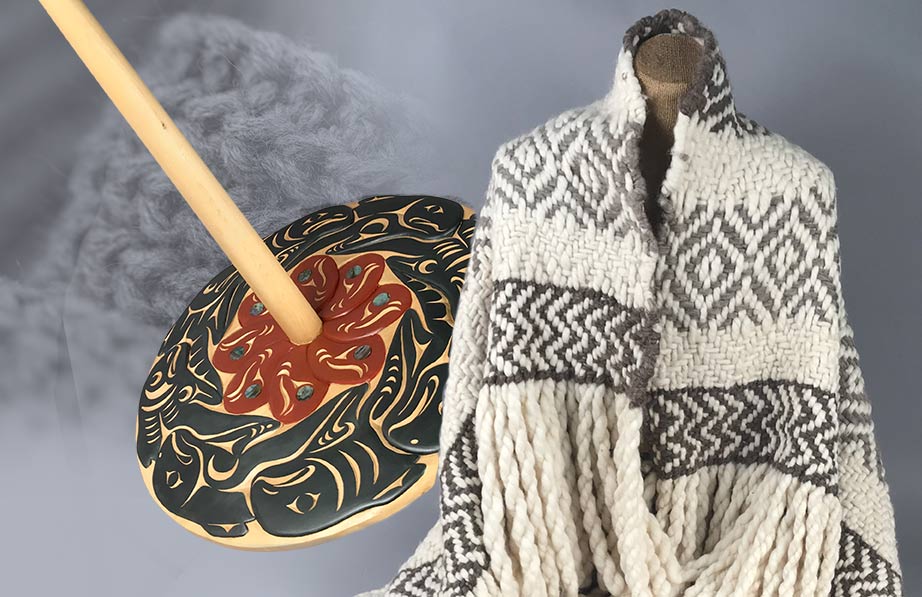 Hilbulb Cultural Center Interwoven History: Coast Salish Wool exhibit closed December 29, 2019. Coast Salish Wool invited visitors to learn about the fundamentals of weaving. 